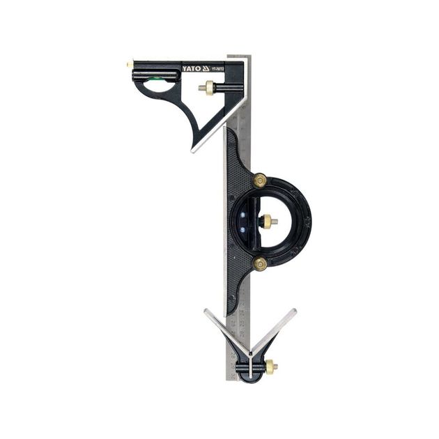 Кутник багатофункційний на смузі YATO 300 мм з кутоміром 45 | 90 | 180 градусів і центруючим кутом, фото , зображення 2 | SNABZHENIE.com.ua