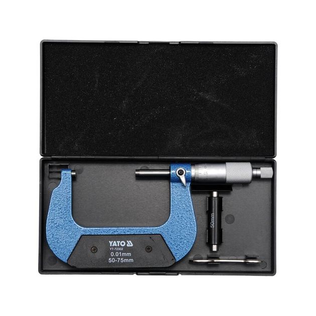 Микрометр 50 - 75 мм, з точністю 0,01 мм YATO (YT-72302), фото , зображення 2 | SNABZHENIE.com.ua Микрометр 50 - 75 мм, з точністю 0,01 мм YATO (YT-72302), фото , зображення 2 | SNABZHENIE.com.ua