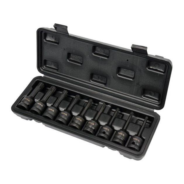 Набор бит ударных RIBE YATO квадрат 1/2", 9 шт, кейс (YT-10681), фото , изображение 2 | SNABZHENIE.com.ua