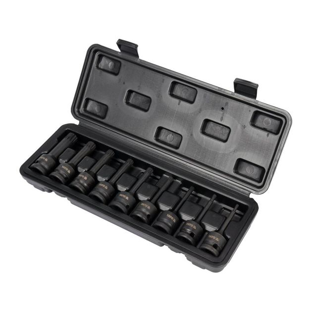 Набор ударных насадок SPLINE YATO 1/2", M4-M16, 9 шт, кейс, фото , изображение 2 | SNABZHENIE.com.ua