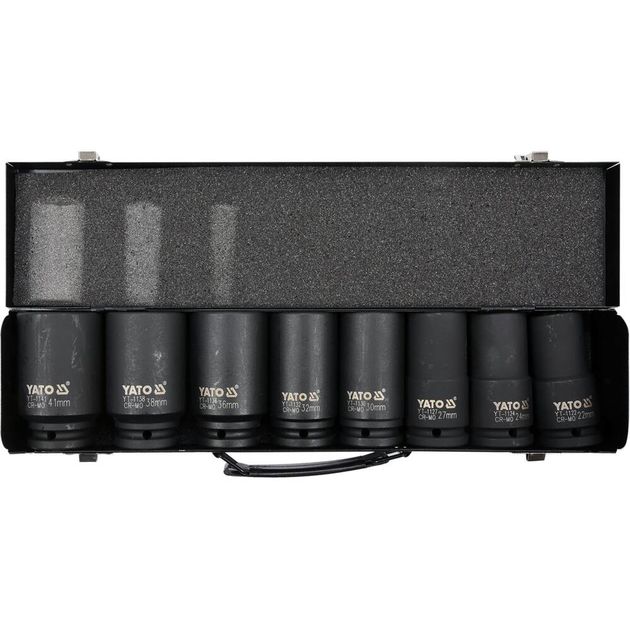 Ударные торцевые головки глубокие M 22-41 мм, квадрат 3/4, 8 шт. YATO, фото , изображение 2 | SNABZHENIE.com.ua Ударные торцевые головки глубокие M 22-41 мм, квадрат 3/4, 8 шт. YATO, фото , изображение 2 | SNABZHENIE.com.ua