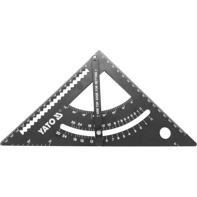 Кутник алюмінієвий 90°-45°-45° YATO l= 170 мм з транспортиром і стрілкою, фото , зображення 2 | SNABZHENIE.com.ua