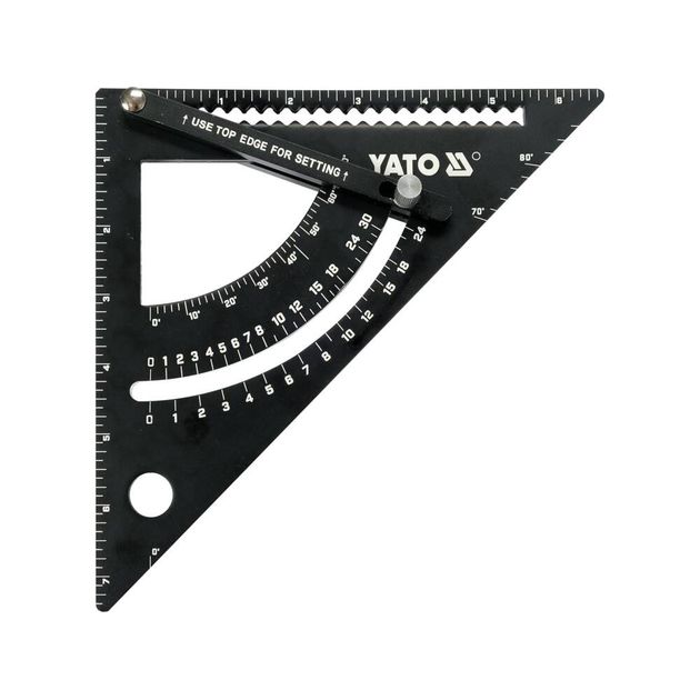 Кутник алюмінієвий 90°-45°-45° YATO l= 170 мм з транспортиром і стрілкою, фото , зображення 4 | SNABZHENIE.com.ua