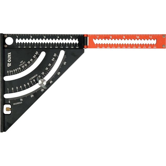 Кутник алюмінієвий зі стопкою 140 мм, 90°-45°-45° YATO l= 210/290 мм з транспортиром, фото , зображення 2 | SNABZHENIE.com.ua