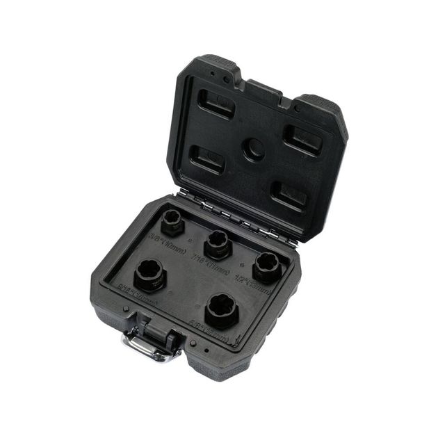 Набір головок для видалення зламаних гвинтів YATO: квадрат 3/8", М10, 11, 13, 14, 16 мм, 5 шт. в футлярі, фото , зображення 2 | SNABZHENIE.com.ua