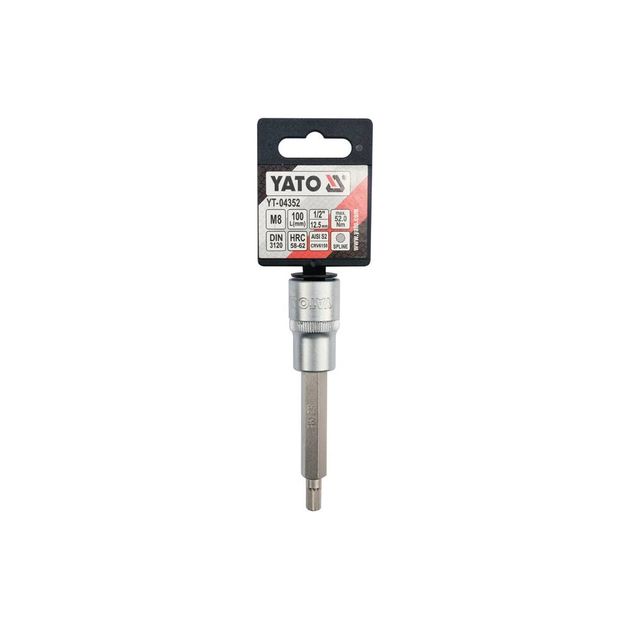 Головка торцевая Spline M8, 1/2", длина 100 мм YATO (YT-04352), фото , изображение 4 | SNABZHENIE.com.ua