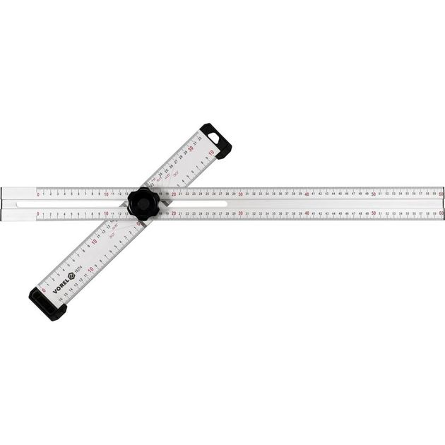 Кутник алюмінієвий регулювальний VOREL : 600 х 320 мм, з розмітками кутів 30-75° [6/12], фото , зображення 2 | SNABZHENIE.com.ua