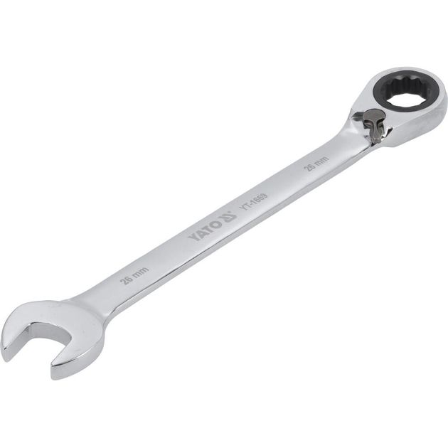 Ключ ріжково-накидний YATO з тріщаткою та перемикачем: CrV, М=26 мм, l=360 мм [6/30], фото , зображення 2 | SNABZHENIE.com.ua