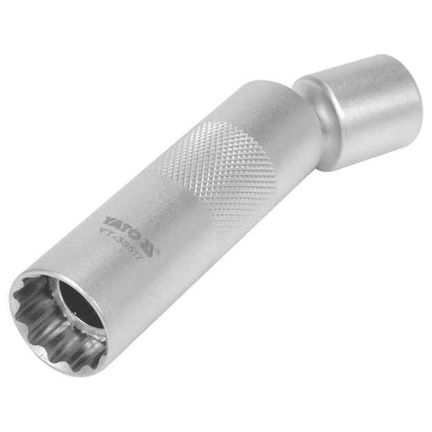 Головка торцева 12-гранна до свічок двигунів тонкостін YATO М16 з кардан приводом, квад 3/8 l=98 мм, фото , зображення 2 | SNABZHENIE.com.ua