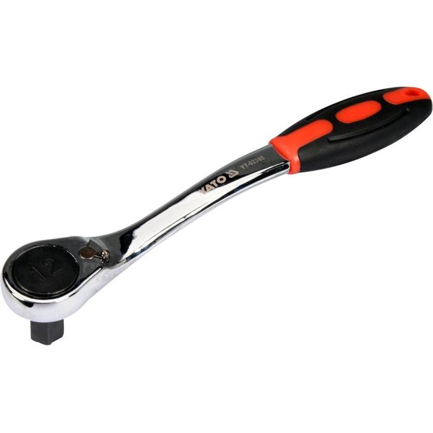 Трещотка шестигранна, вигнута YATO HEX12, HRC 42-48, з прорезиненою ергономічною ручкою (YT-02395), фото , зображення 2 | SNABZHENIE.com.ua Трещотка шестигранна, вигнута YATO HEX12, HRC 42-48, з прорезиненою ергономічною ручкою (YT-02395), фото , зображення 2 | SNABZHENIE.com.ua