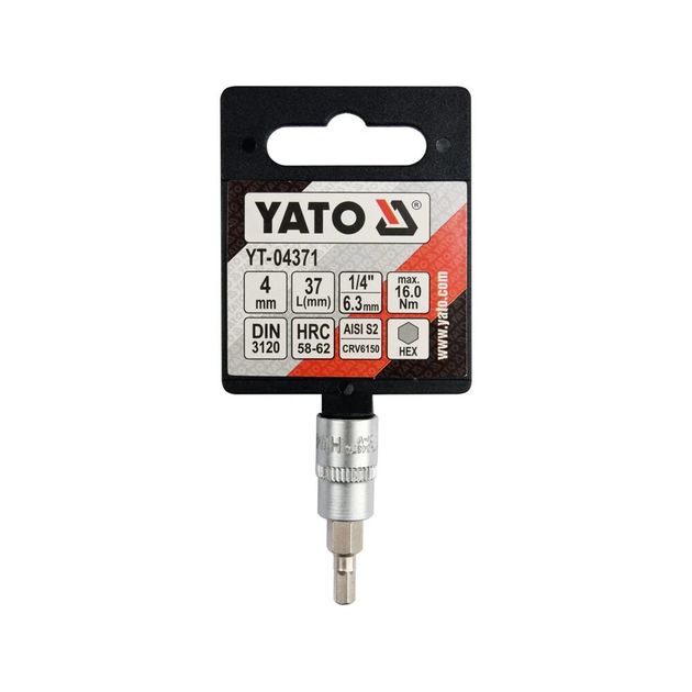Головка торцевая 1/4" YATO с насадкой HEX M4, 37 мм (YT-04371), фото , изображение 4 | SNABZHENIE.com.ua