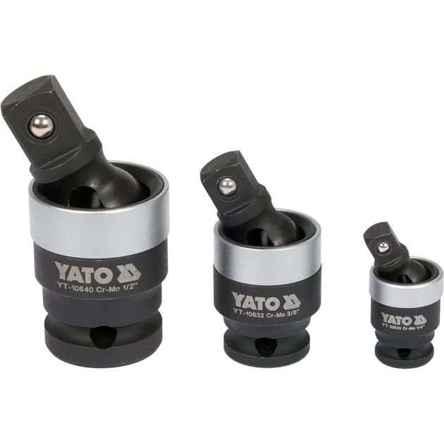 Подовжувачі карданні ударні YATO, квадрати 1/2", 3/8", 1/4" - 3 шт., фото , изображение 2 | SNABZHENIE.com.ua
