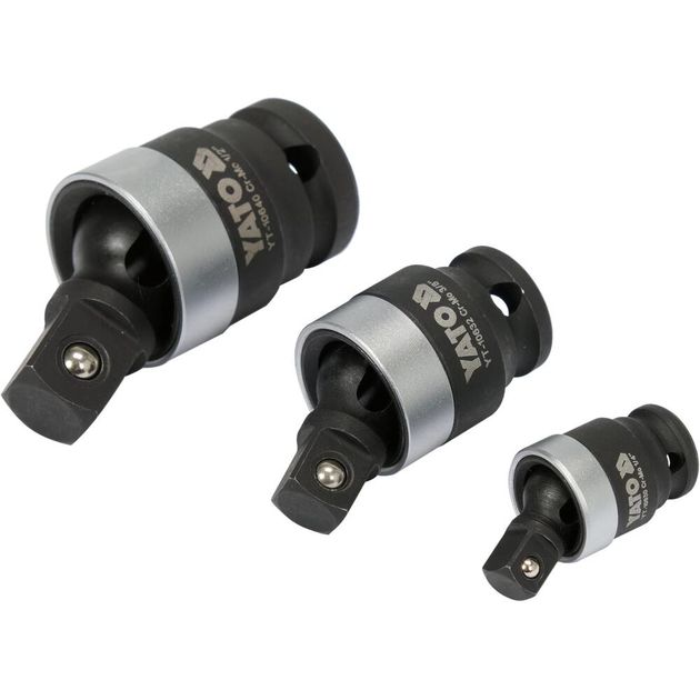 Подовжувачі карданні ударні YATO, квадрати 1/2", 3/8", 1/4" - 3 шт., фото , изображение 4 | SNABZHENIE.com.ua