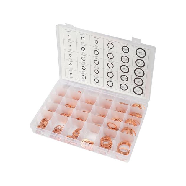 Шайби мідні різних розмірів YATO, Ø= 4/8 - 30/36 мм, наб. 580 шт., фото , зображення 2 | SNABZHENIE.com.ua