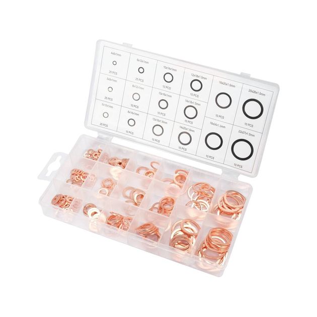 Шайби мідні YATO, Ø 4/8 - 5/9 - 6/10 - 6 - 12 мм, набір 220 шт (з 8 по 22), фото , зображення 2 | SNABZHENIE.com.ua Шайби мідні YATO, Ø 4/8 - 5/9 - 6/10 - 6 - 12 мм, набір 220 шт (з 8 по 22), фото , зображення 2 | SNABZHENIE.com.ua