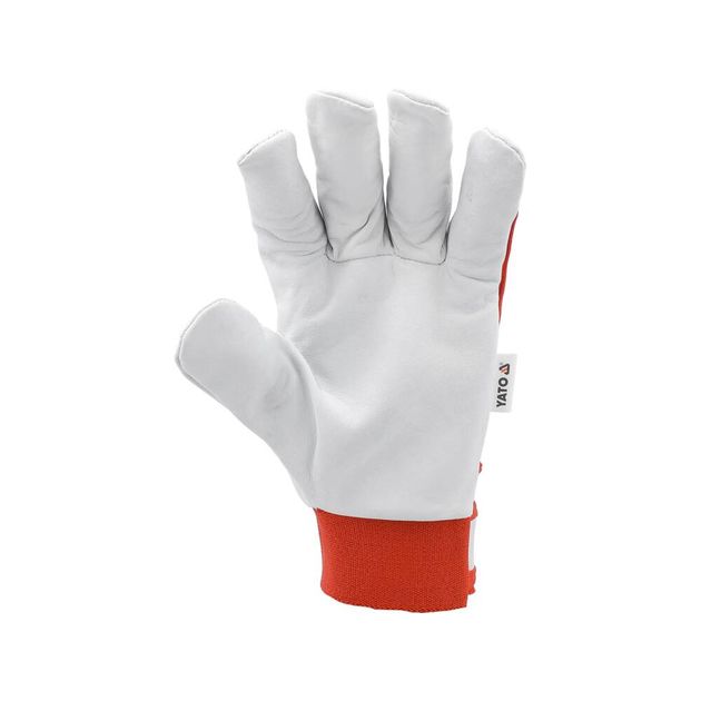 Перчатки рабочие YATO хлопок/кожа, бело-красные, размер 10, фото , изображение 5 | SNABZHENIE.com.ua