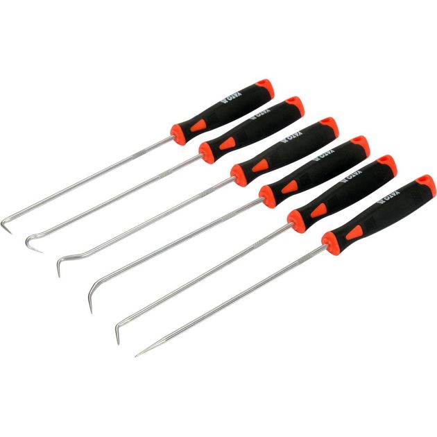 Набор длинных крючков с ручкой YATO и шило, 240 мм, 6 шт., фото , изображение 2 | SNABZHENIE.com.ua