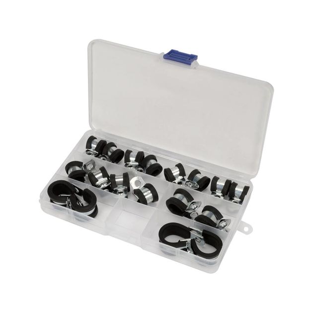 Хомути металево-гумові YATO: Ø= 6, 8, 10, 13, 16 мм, 18 шт, фото , зображення 2 | SNABZHENIE.com.ua