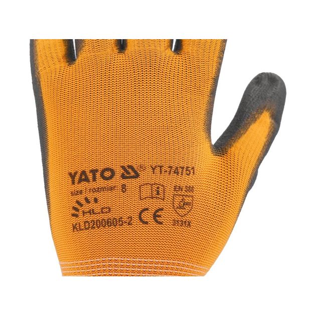 Рабочие рукавицы YATO размер 10 с полиуретановой оболочкой, для смартфона, фото , изображение 8 | SNABZHENIE.com.ua