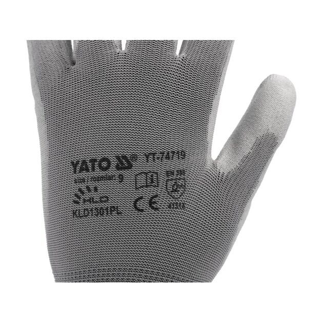 Перчатки рабочие серые YATO, нейлон, размер 9 (YT-74719), фото , изображение 8 | SNABZHENIE.com.ua
