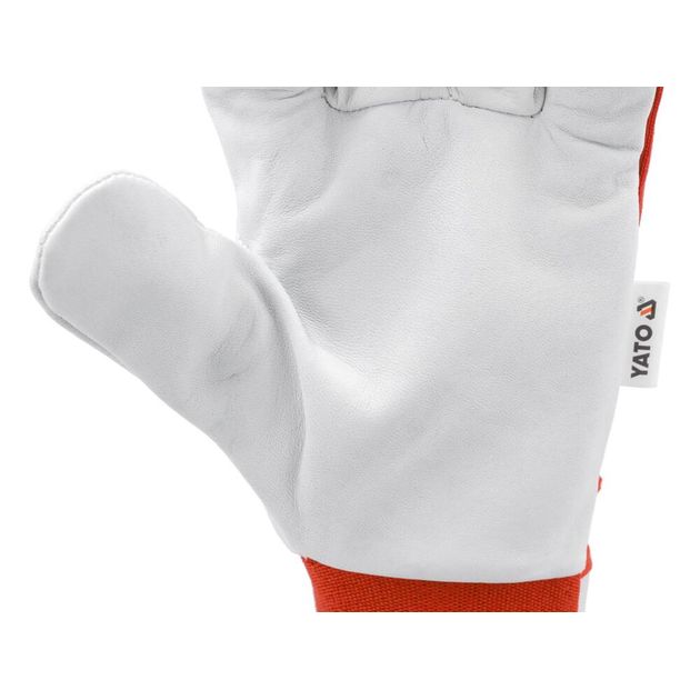 Рабочие перчатки YATO бело-красные, хлопок+кожа, размер 8, фото , изображение 8 | SNABZHENIE.com.ua