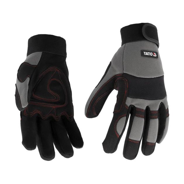 Перчатки робочі з застібкою-липучкою YATO штучна шкіра + синтетична тканина, розмір 10 (YT-74664), фото , зображення 2 | SNABZHENIE.com.ua
