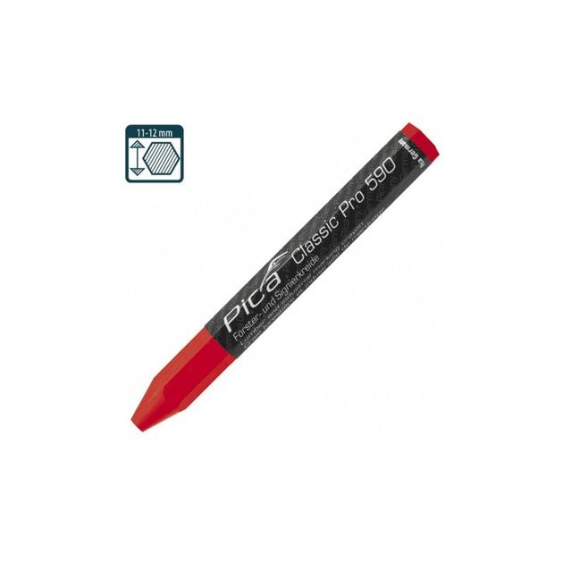 Маркер Pica Classic PRO 590/40, восково-крейдовый, красный, фото  | SNABZHENIE.com.ua