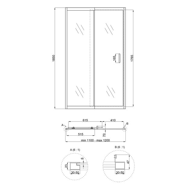 Душова двері в нішу Qtap Taurus CRM2011-12.C6 110-120x185 см, скло Clear 6 мм, покриття CalcLess, фото , зображення 2 | SNABZHENIE.com.ua Душова двері в нішу Qtap Taurus CRM2011-12.C6 110-120x185 см, скло Clear 6 мм, покриття CalcLess, фото , зображення 2 | SNABZHENIE.com.ua