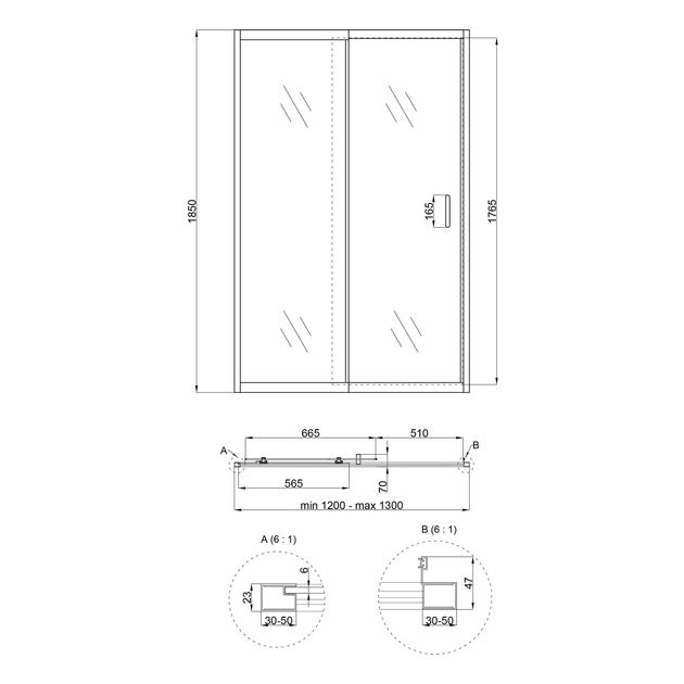 Душова двері в нішу Qtap Taurus CRM2012-13.C6 120-130x185 см, скло Clear 6 мм, покриття CalcLess, фото , зображення 2 | SNABZHENIE.com.ua Душова двері в нішу Qtap Taurus CRM2012-13.C6 120-130x185 см, скло Clear 6 мм, покриття CalcLess, фото , зображення 2 | SNABZHENIE.com.ua