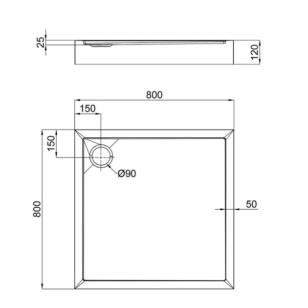 Душовий поддон Qtap Tern 308812C 80x80x12 см + сифон, фото , зображення 2 | SNABZHENIE.com.ua Душовий поддон Qtap Tern 308812C 80x80x12 см + сифон, фото , зображення 2 | SNABZHENIE.com.ua