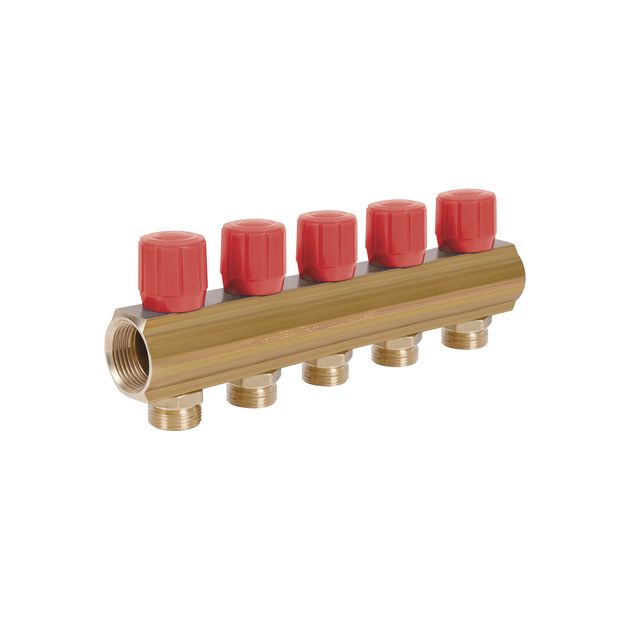 Коллектор Icma с регул. вентилями 1,5" выходов №1105 (Red), фото  | SNABZHENIE.com.ua