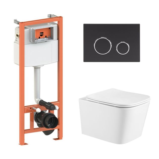 Комплект: унитаз Qtap Crow Ultra Quiet + инсталляция Nest 4в1 Black mat, фото  | SNABZHENIE.com.ua
