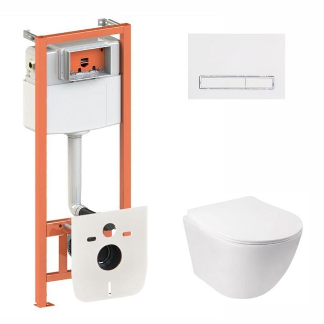 Комплект: Унитаз Qtap Jay Ultra Quiet + Инсталляция Nest 4в1 White, фото  | SNABZHENIE.com.ua