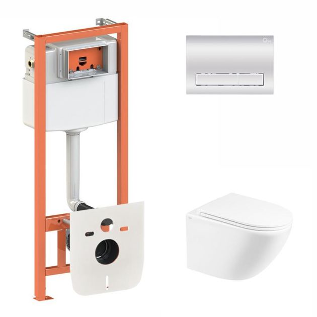 Унитаз Qtap Robin Ultra Quiet + комплект инсталляции Nest 4в1, хром, фото  | SNABZHENIE.com.ua