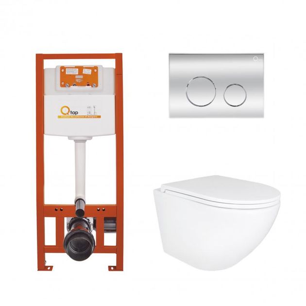 Унитаз Qtap Robin Ultra Quiet + комплект инсталляции Nest 4в1 Chrome, фото  | SNABZHENIE.com.ua