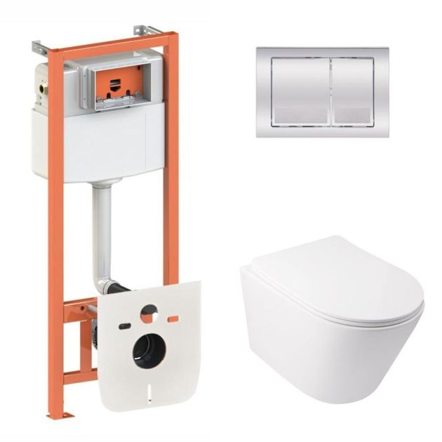 Комплект: Унитаз Qtap Swan Ultra Quiet + Инсталляция Nest 4в1 Chrome, фото  | SNABZHENIE.com.ua