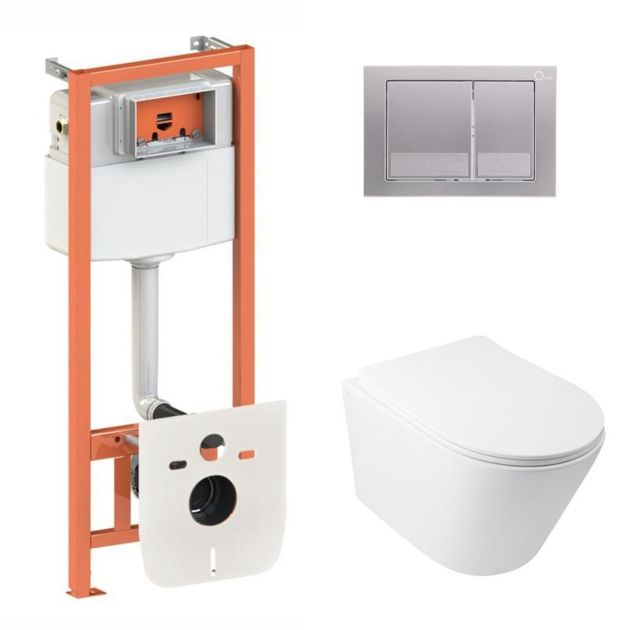 Комплект: унитаз Qtap Swan Ultra Quiet QT16335179W + инсталляция Nest 4в1 QT0133M425 + M06029SAT, фото  | SNABZHENIE.com.ua
