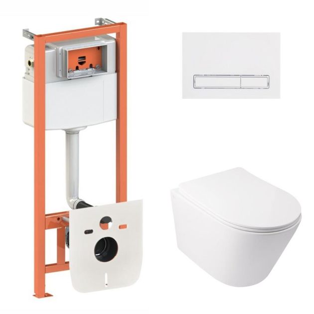 Комплект: унитаз QTap Swan Ultra Quiet + инсталляция Nest 4в1 белая, фото  | SNABZHENIE.com.ua