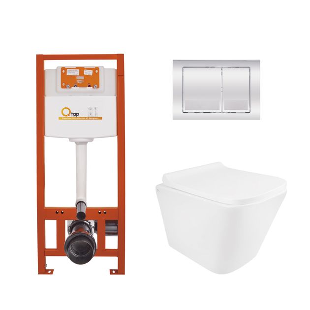 Комплект: унитаз Qtap Tern Ultra Quiet QT1733052EUQW + инсталляция QT0133M425 + QT0111M06028CRM, фото  | SNABZHENIE.com.ua