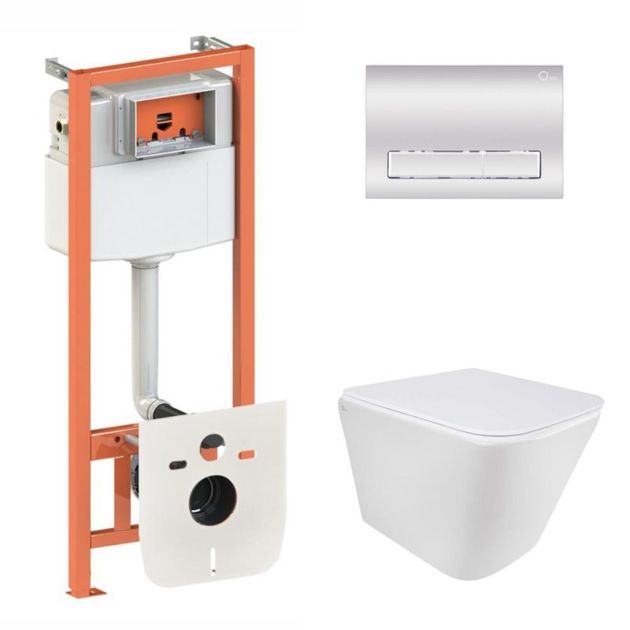 Комплект: унитаз Qtap Tern Ultra Quiet QT1733052EUQW + инсталляция 4в1 QT0133M425 + QT0111M08381CRM, фото  | SNABZHENIE.com.ua