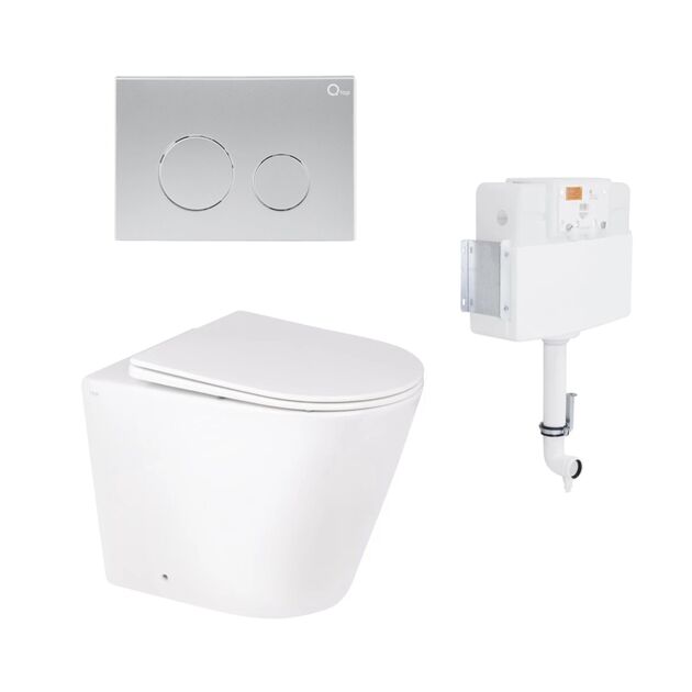 Комплект: унитаз Qtap Swan Rimless + инсталляция Nest 2в1, круглая клавиша, фото  | SNABZHENIE.com.ua