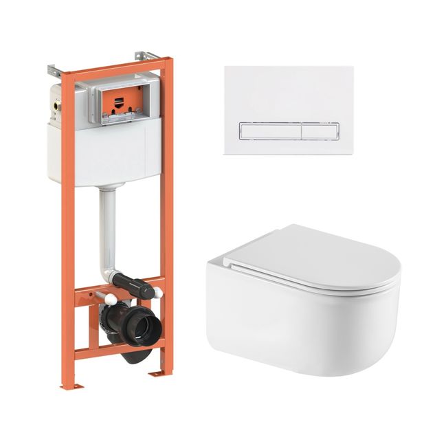 Унитаз подвесной Qtap Taurus Ultra Quiet + комплект инсталляции 4в1, фото  | SNABZHENIE.com.ua