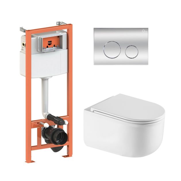 Унитаз Qtap Taurus Ultra Quiet + инсталляция Nest 4в1, хром, фото  | SNABZHENIE.com.ua