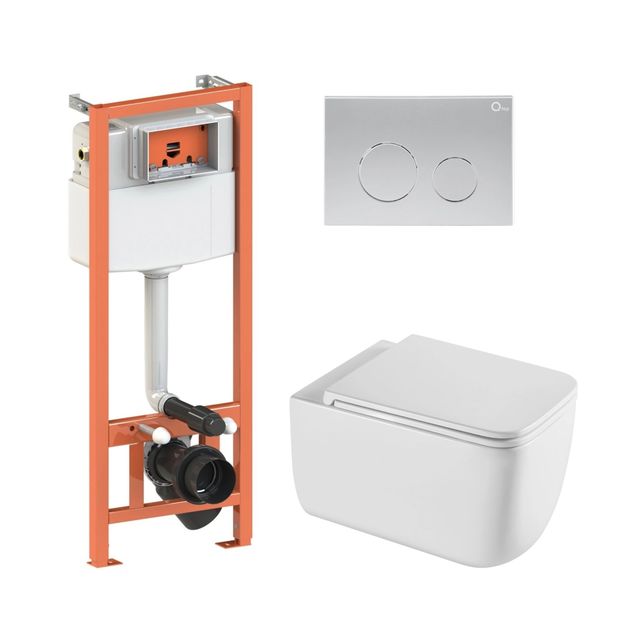 Комплект: Унитаз Qtap Gemini Ultra Quiet + Инсталляция Nest 4в1 Satin, фото  | SNABZHENIE.com.ua