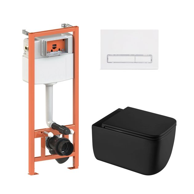 Унитаз Qtap Gemini Ultra Quiet QT2533076EUQMB + инсталляция Nest 4в1 QT0133M425+QT0111M08V1384W, фото  | SNABZHENIE.com.ua
