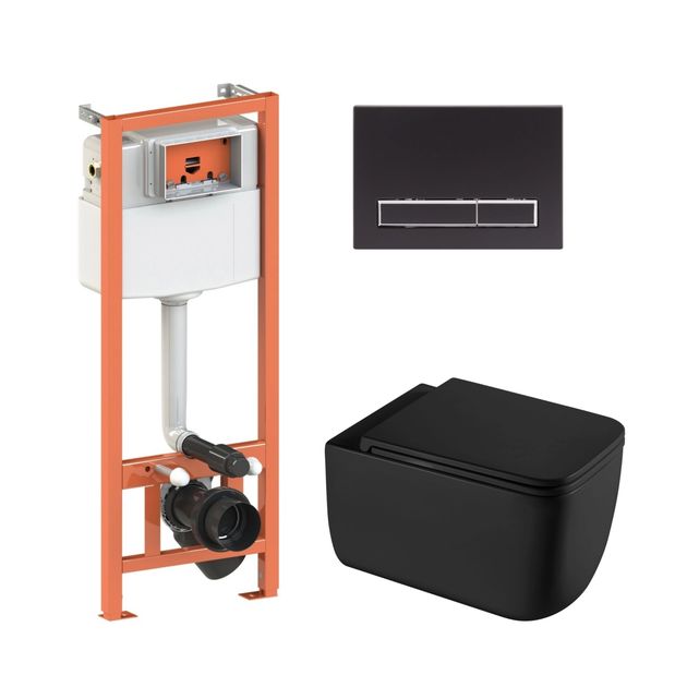 Комплект: унитаз Qtap Gemini Ultra Quiet + инсталляция 4в1 Black mate, фото  | SNABZHENIE.com.ua