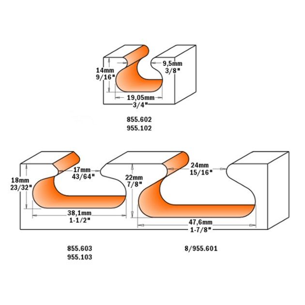 Фреза CMT для скрытых мебельных ручек 19,05x19,05x57,2 мм, 12,7 мм, фото , изображение 2 | SNABZHENIE.com.ua