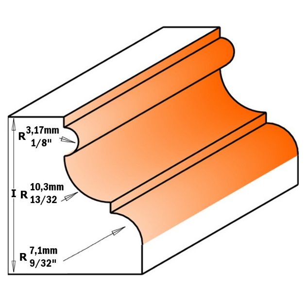 Фреза мультипрофильная для молдингов CMT, 47,5x28,5x77,4 мм, хв. 12,7 мм, фото , изображение 2 | SNABZHENIE.com.ua