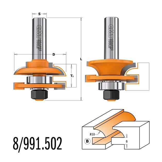 Фреза "мебельная обвязка" 44,4 x 71 мм, хвостовик 12 мм CMT, фото , изображение 3 | SNABZHENIE.com.ua