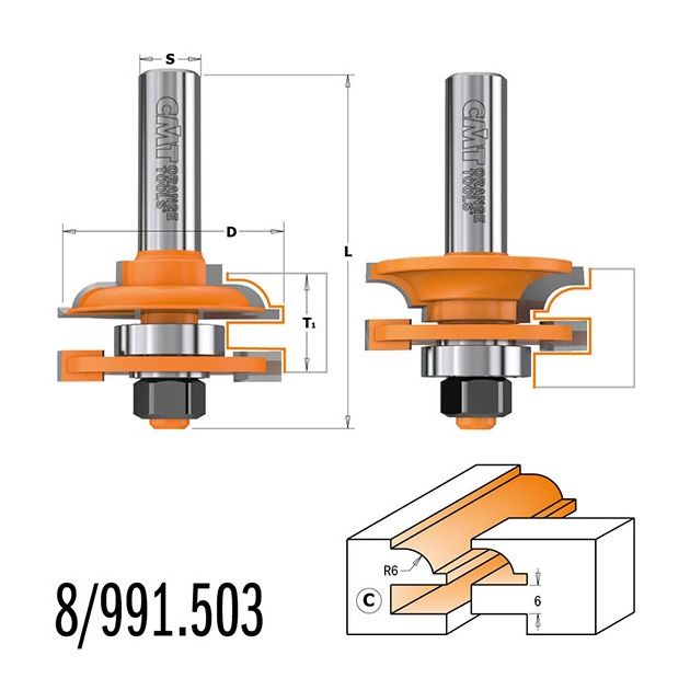 Фреза "мебельная обвязка" 44,4 x 71 мм, хвостовик 12 мм CMT, фото , изображение 4 | SNABZHENIE.com.ua